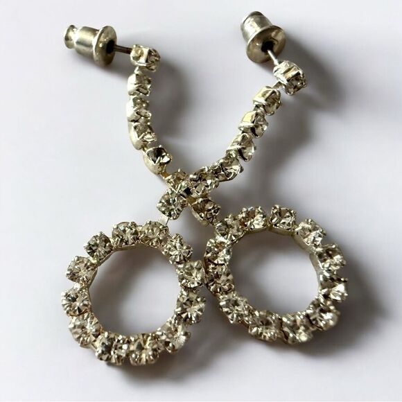 Sparkly Rhinestone Drop Circle Earrings – Elegant Statement Jewelry - Picture 17 of 17